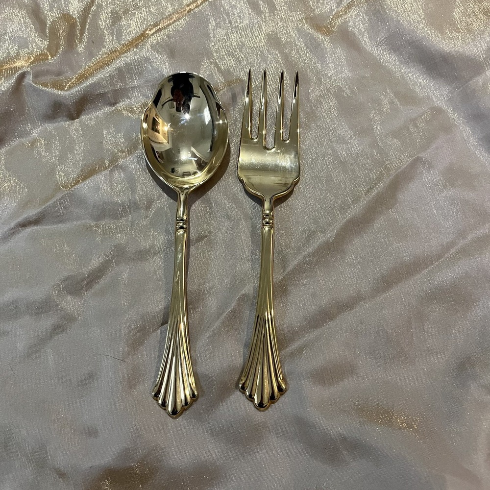 WM Rogers & Son Gold Plate Silverware 2 serving pcs  Fork & Spoon